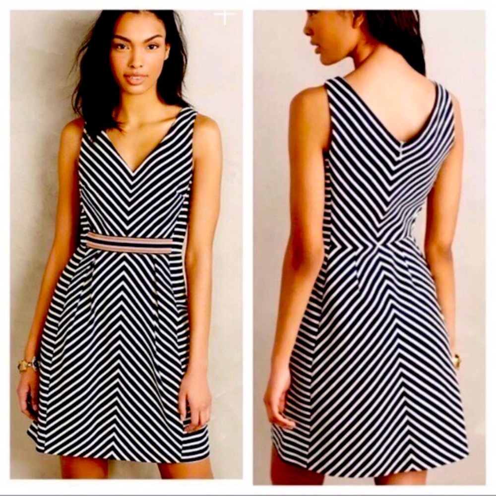 Anthropologie Maeve Mitered Stripe Dress